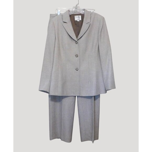 Le Suit Collections Womens 2 Piece Suit Size 16 Light Brown Jacket Pants - Picture 11 of 16